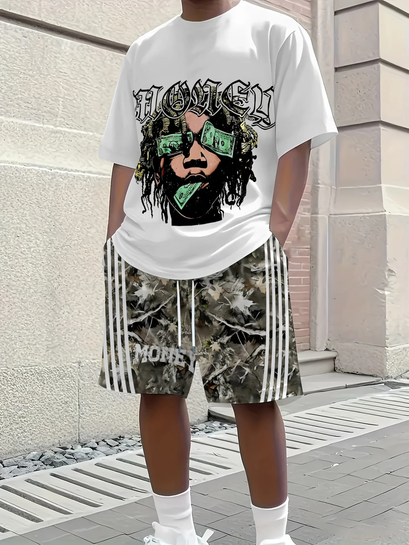 New summer 2026 men's suit with 3D printing, breathable, lightweight and comfortable, for roller skating and hip-hop