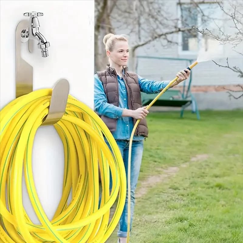 【Salvaspazio】 Gancio per tubo dell'acqua 2 pezzi, per supporto per tubo da giardino, supporto per rack di stoccaggio per tubo sospeso per carichi pesanti per garage da giardino