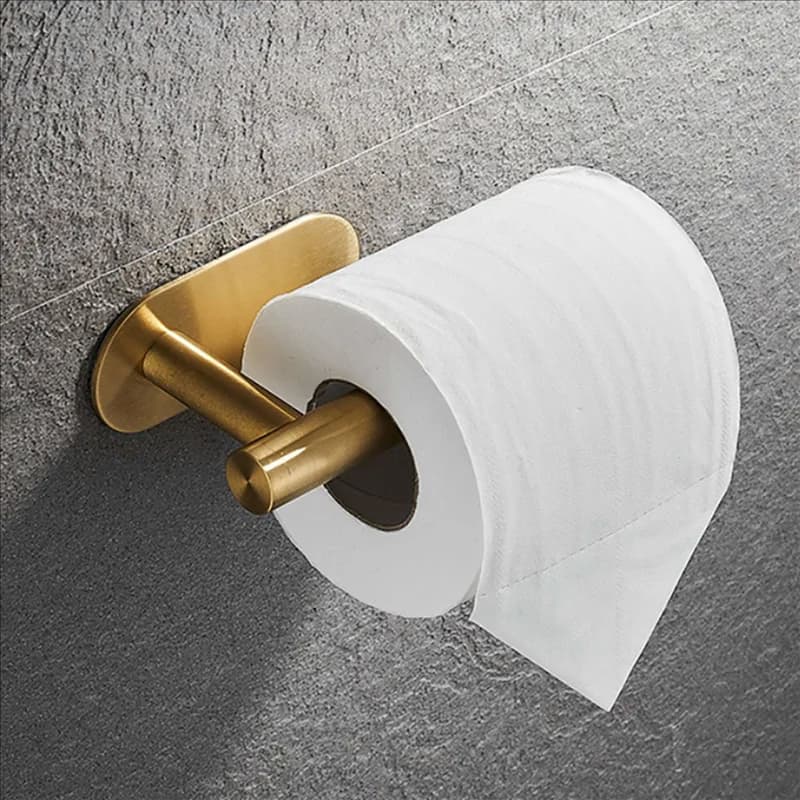 AT44-3X Porta asciugamani a parete Porta asciugamani rotondo in oro spazzolato Porta carta igienica Gancio Accessori hardware, 10 cm