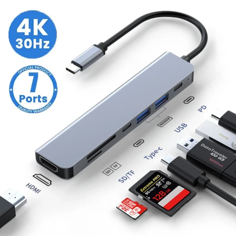 Hub USB C 4K 30Hz HDMI USB HUB PD 100W Adattatore multiporta SD TF USB 3.0 2.0 Splitter Docking Station per telefono MacBook Computer