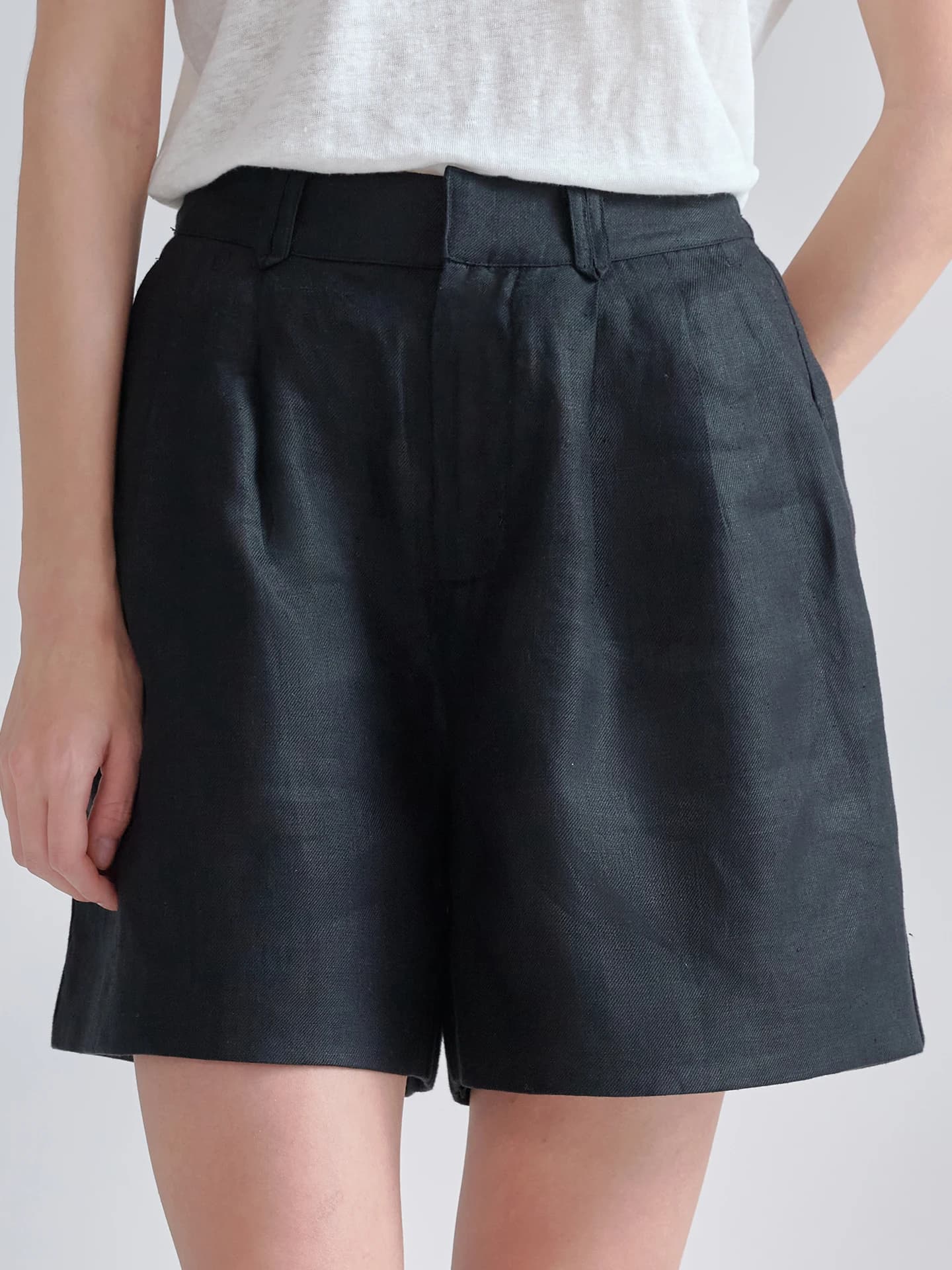 Pure Linen Casual Shorts Women's High Waist Wide Leg Pants Summer Loose Fit Comfortable Breathable Eco-Friendly Linen Shorts