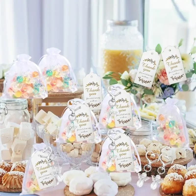 30 pezzi portachiavi decorativo con ala d'angelo per baby shower, battesimo, matrimonio, include borsa con cordoncino 87HA
