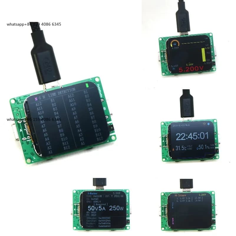 Tester di circuiti USB tipo C - Strumento diagnostico linea completo Cavo dati USB Caricatore di alimentazione Tempo di visualizzazione rilevamento trigger PD3.1