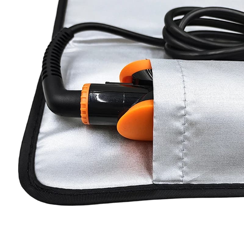 Borsa portaoggetti per piastra per capelli da donna, pieghevole da viaggio, resistente al calore, per piastra lisciante e arricciacapelli