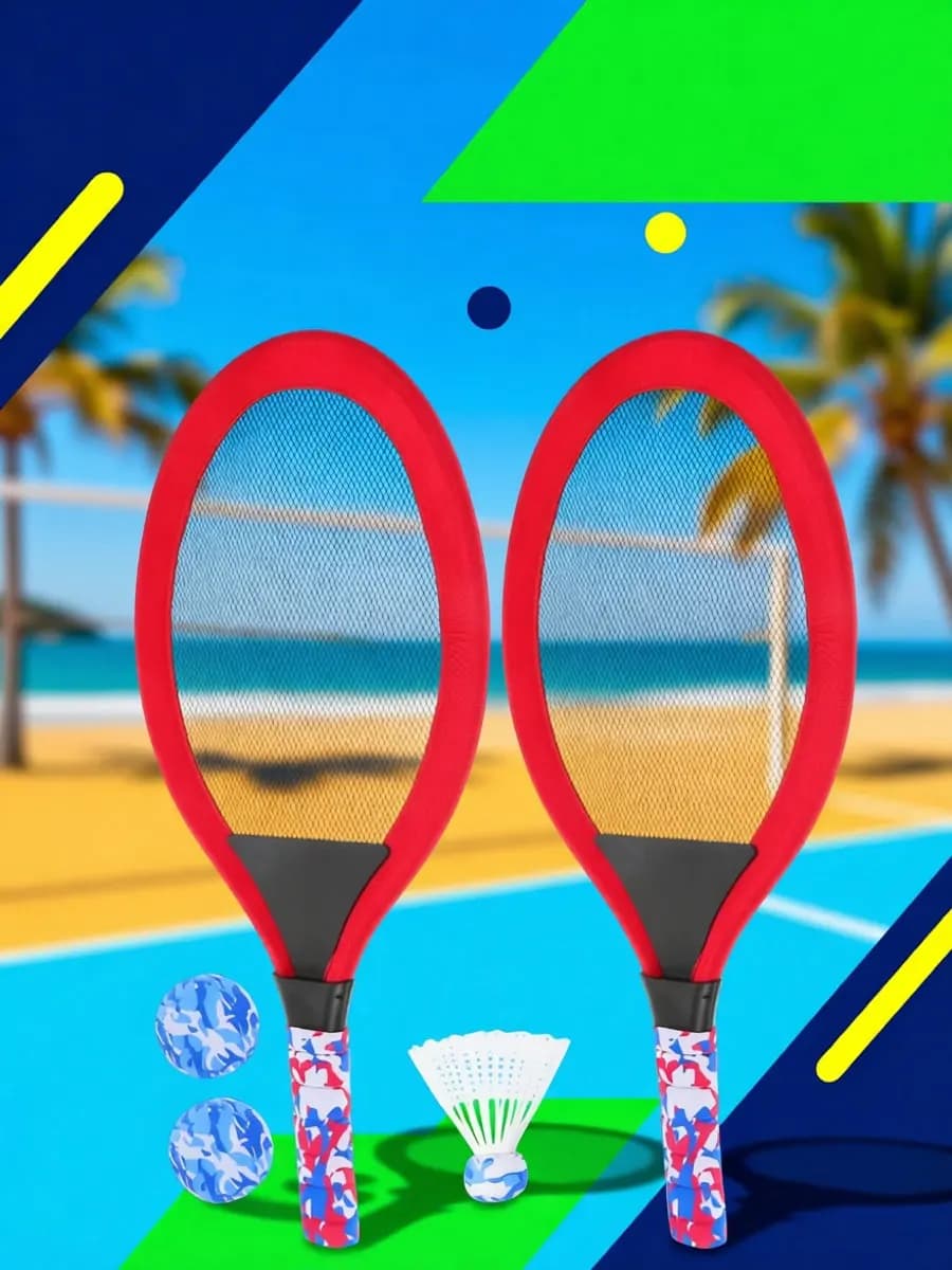 1Pair 's Tennis Racket Set Badminton Oval Rackets Easy Carry Lightweight for Outdoor Sports Kindergarten Primary