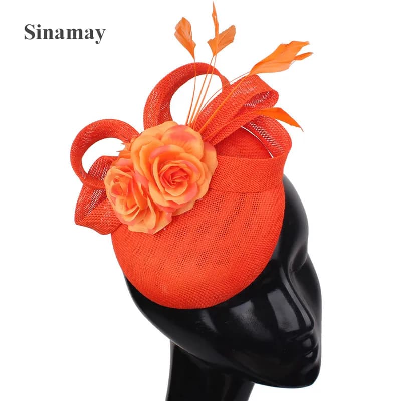 Elegante donna moda capelli matrimonio cappello fascinator fascia fiore nuovo chic copricapo con fascia fantasia maglia formale chapeau cap