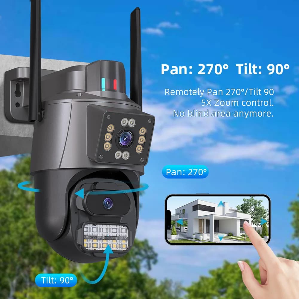 ICsee APP 6MP 5X Zoom Doppia lente Telecamera dome IP PTZ wireless a colori AI Rilevazione umanoide Sicurezza domestica CCTV Baby Monitor