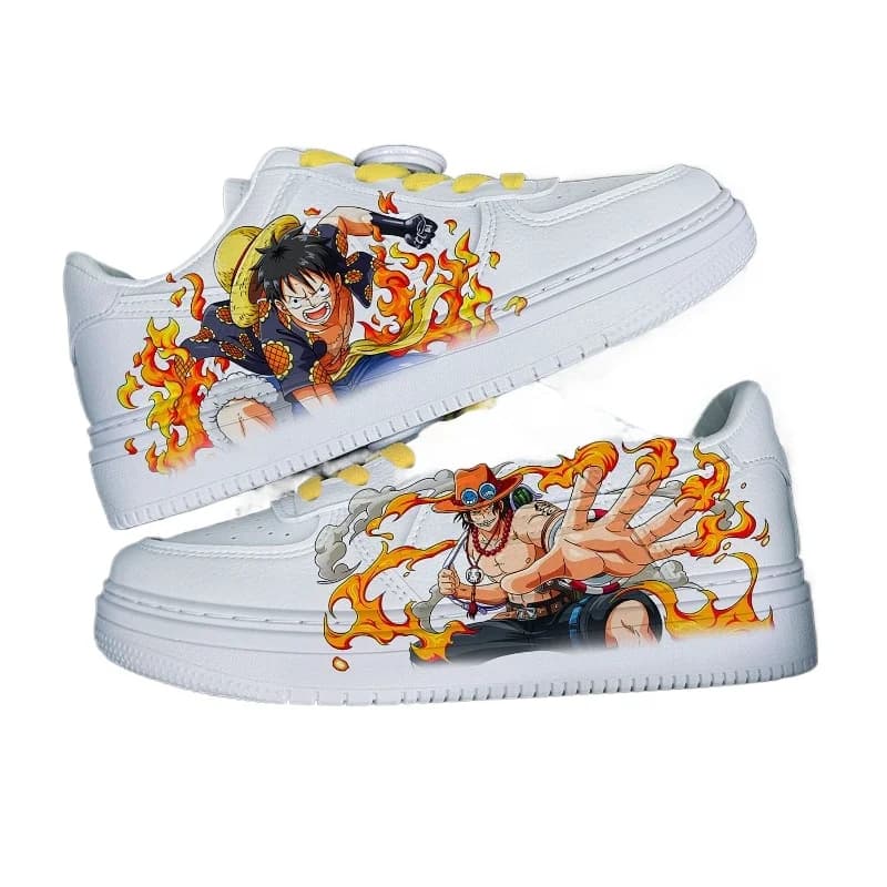 Scarpe da ginnastica One Piece Cartoon Flying Zoro per uomo e donna, versatili, resistenti all'usura, leggere, antiscivolo, bianche, ideali come regalo.