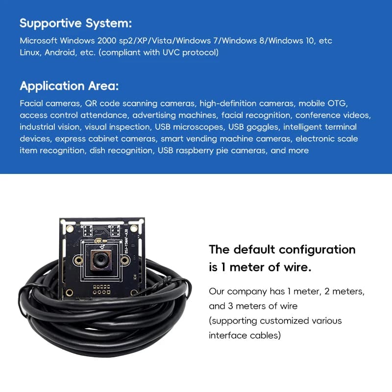 2K 30fps IMX376 USB2.0 UVC OTG Webcam Auto Focus for Raspberry Pi Linux Android Barcode Scan Video Conference