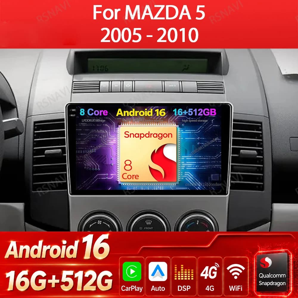 Android 16 Car Radio For MAZDA 5 2005 2006 2007 2008 2009 2010