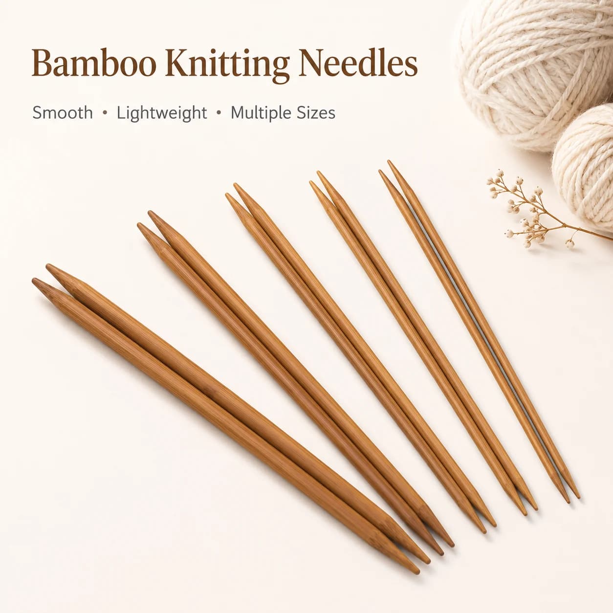 2/4Pcs 36cm Bamboo Carbonized Straight Knitting Needles Sweater Weaving Rods Handmade DIY Tools for Knitted Scarf and Hat