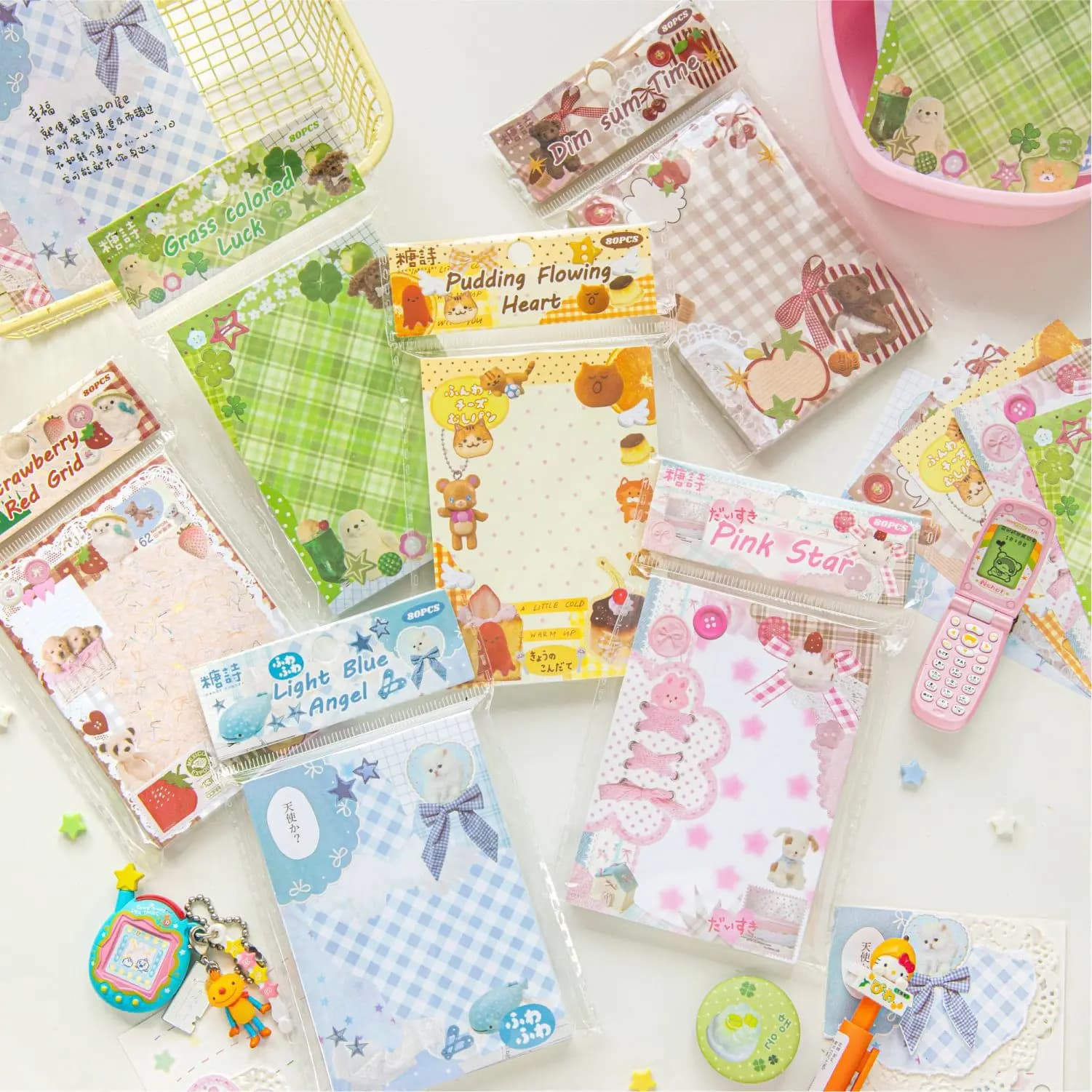 80 Pezzi di Quaderni Kawaii Giapponesi per Studenti, Cancelleria per Scuola e Ufficio, Agenda Creativa, Carta Decorativa