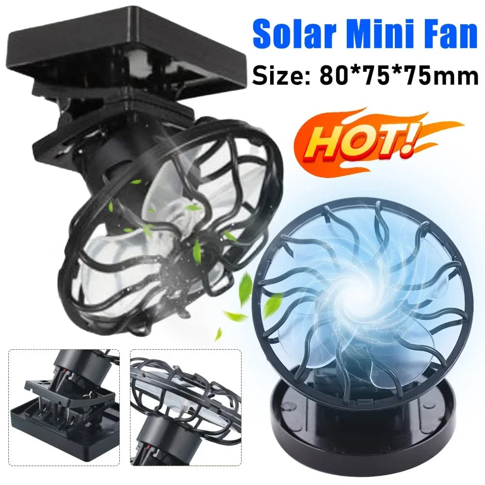 Mini ventilatore portatile con clip Ventilatore a energia solare Raffreddamento ad aria Ventilatore da tavolo da tavolo Piccolo ventilatore personale per escursioni in campeggio all'aperto estive