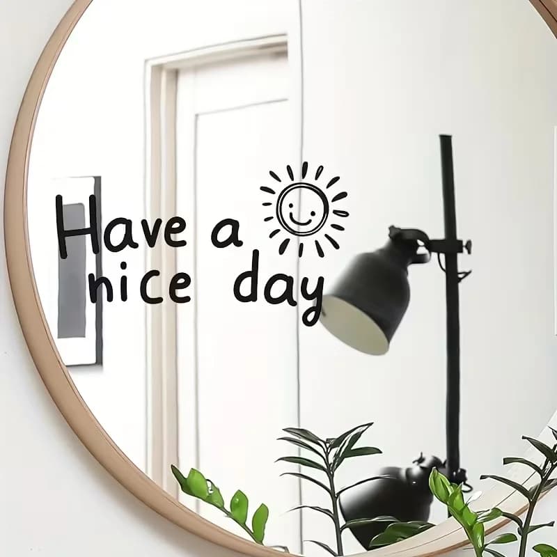 1 adesivo decorativo per parete e finestra a tema Have a Nice Day Sun Smiley, adesivo autoadesivo, perfetto per specchio, soggiorno, camera da letto, ingresso