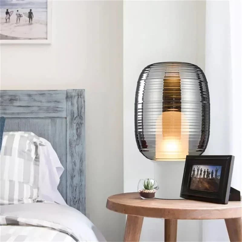 BUNNY Nordic Contemporary Glass LED Table Lamp, Simple Desk Decor Light for Bedroom and Living Room Home Interior