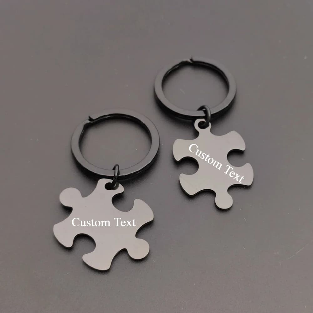 Portachiavi Personalizzato per Coppie, 2 Pezzi, in Acciaio Inox, Design Puzzle, per Borse e Chiavi, Regalo Creativo Fai-da-Te