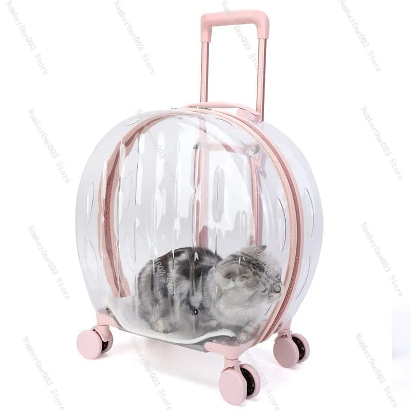 Large Capacity Pet Carrier Bag New PC Rolling Case Transparent Airline Box Cat Bag Outdoor Pet Dog Handheld Bubble Box
