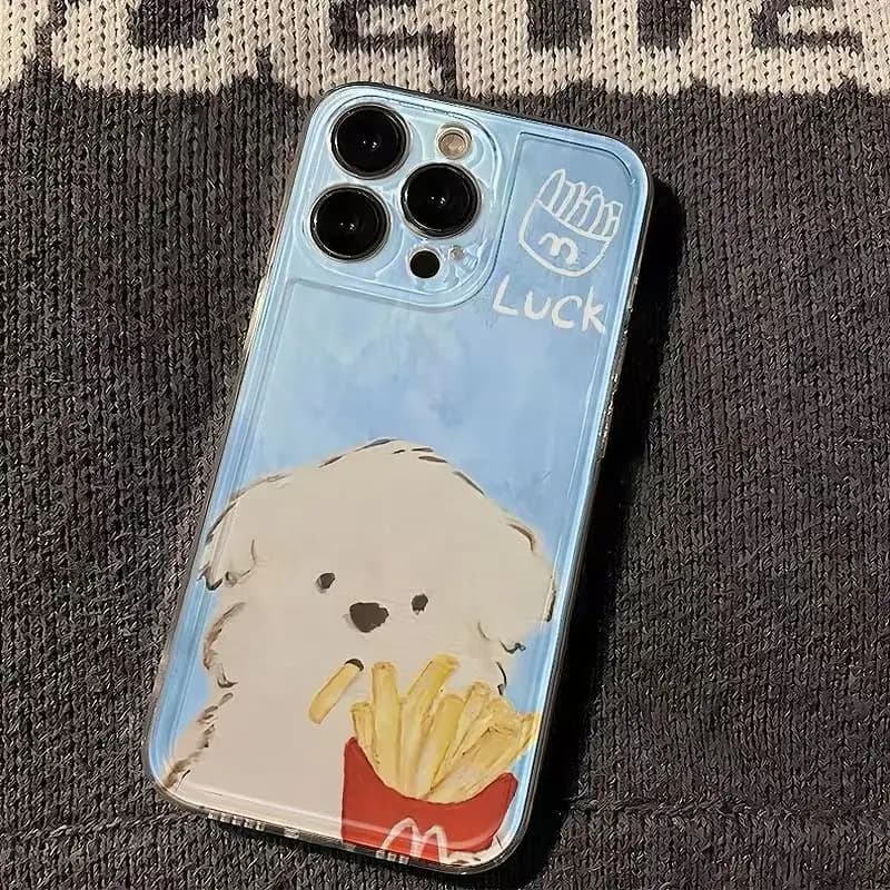 Cuccioli e patatine fritte Custodie per iPhone 16 15 14 13 12 11 Pro Max XR 8 7 Plus 13 12 Mini Cover morbida trasparente
