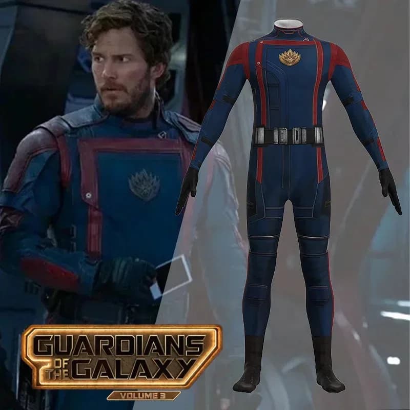 2025 Halloween Cosplay Guardiani della Galassia 3 Star Lord Costume Cosplay Supereroe Peter Jason Quill Halloween Tuta Jumpsu