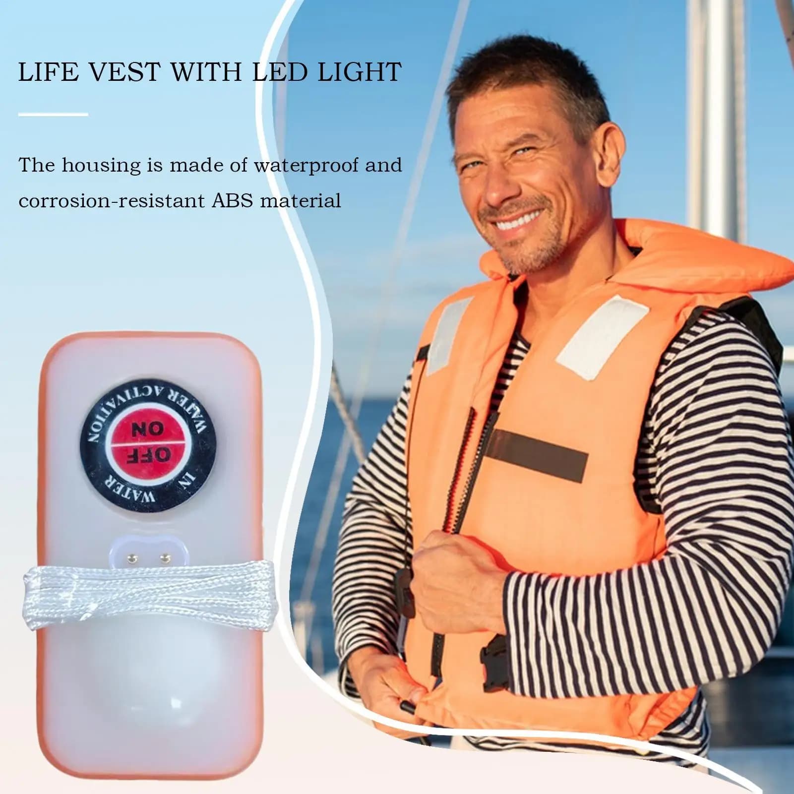 Giubbotto di salvataggio Luce stroboscopica Strobo di sicurezza ultraluminoso con accessori di sicurezza leggeri ad alta intensità Localizzatore di sopravviventi