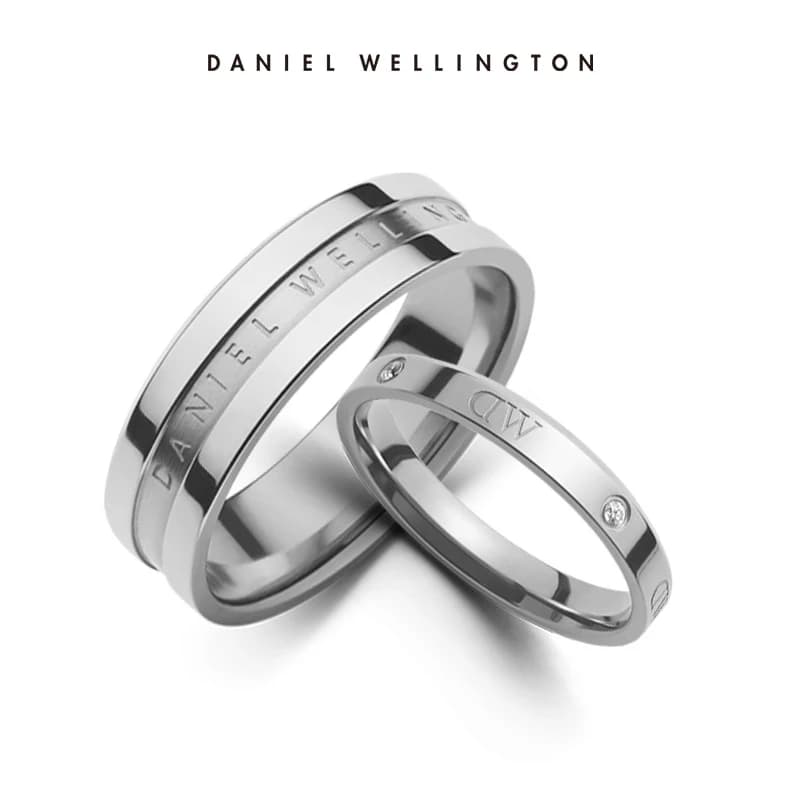Daniel Wellington Set di 2 Anelli Classici di Lusso Lumine e Elan in Acciaio Inossidabile Premium con Cristalli per Donne