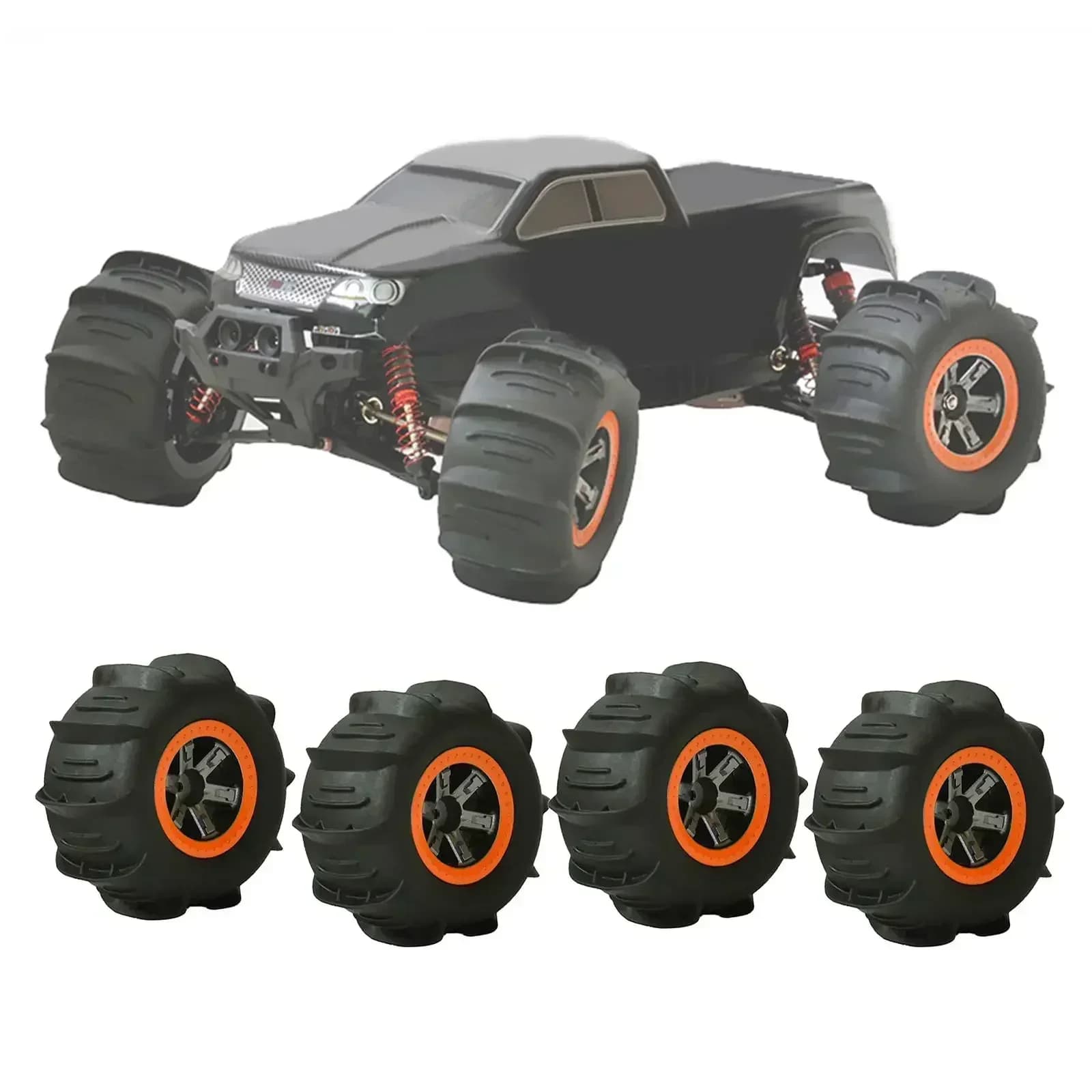 Kit Cerchi Ruota RC 1/12 per Auto, Assemblaggio Spiaggia Sabbia, Aggiornamento Pneumatici e Mozzi Esagonali per Veicoli 9116 104009, Fuoristrada e Drifting