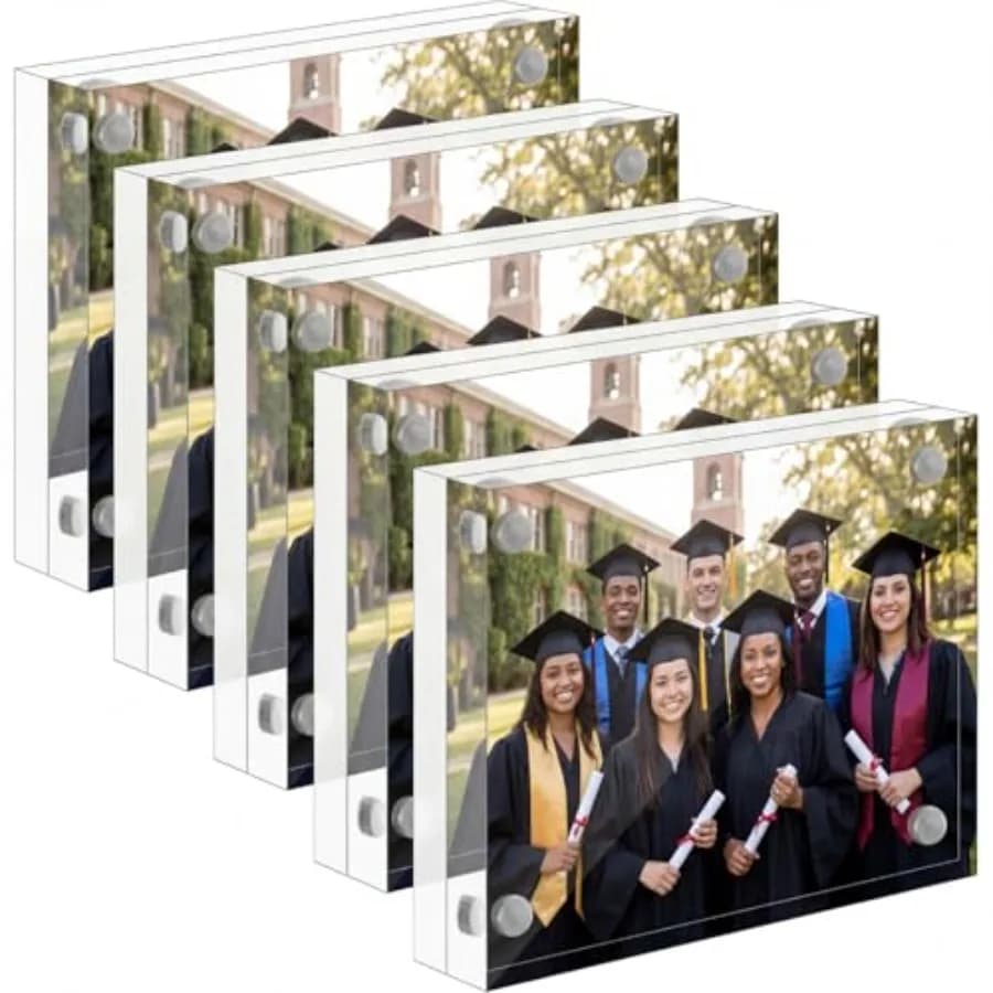 5 Pcs Mini Acrylic Picture Frames Clear Acrylic Photo Desktop Display Double Sided Wallet Freestanding Frames for Film Photos C