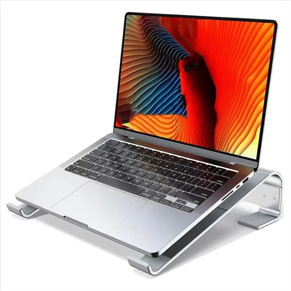 Supporto per Laptop in Lega di Alluminio Ergonomico con Silicone Antiscivolo, Pieghevole e Portatile, per Scrivania