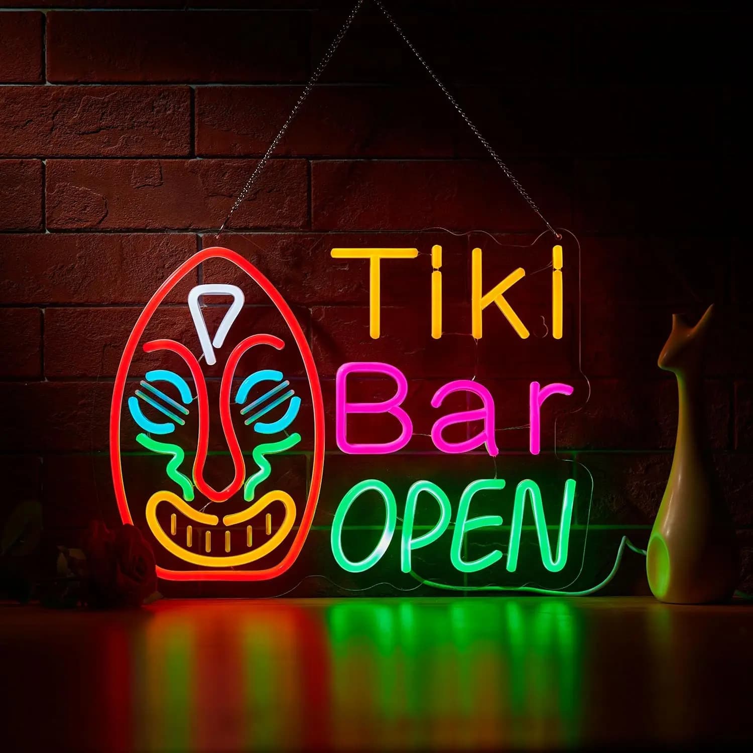 Tiki Bar Aperto LED Insegna al neon Decorazione polinesiana Luce al neon USB per Lounge Resort tropicale Luau Party Dimmerabile Beach Hut Patio Decor