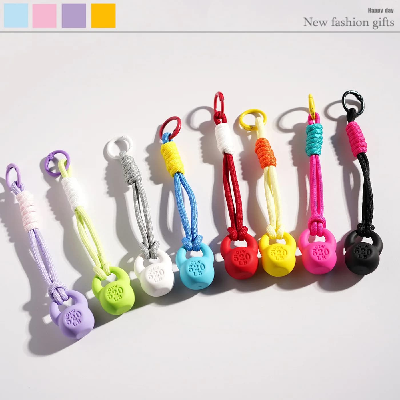 New Kettlebell Pendant Set Fitness Key Chain for Women Y2k Bag Keychain for Car Jewelry Gift Decoration Accessories