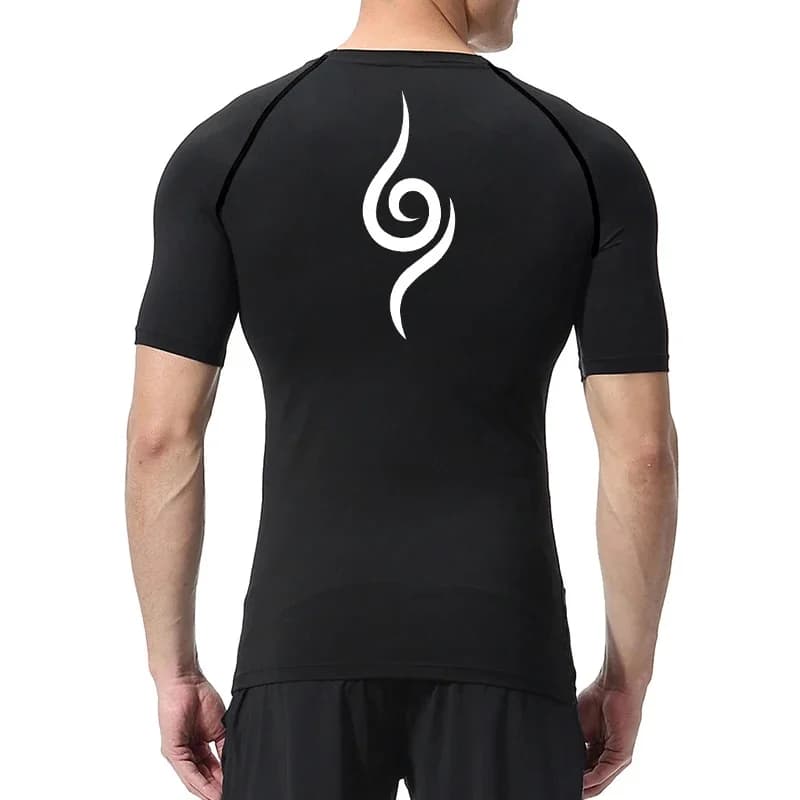 Graphic Print Short Sleeve Compression Shirts for Men Summer Athletic Quick Dry T-shirts Gym Workout Running Tees Tops Baselayer