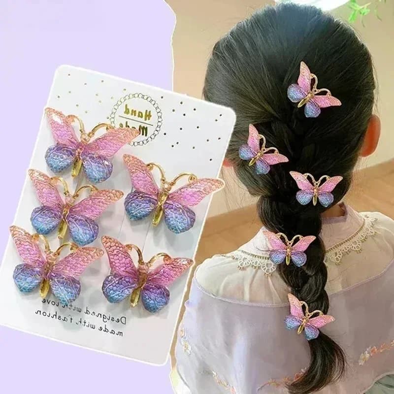 5pcs Sweet Hair Clips Stereoscopic Color Gradient Cute Baby Hairpins Kids Children Headwear Princess Barrette Girls Accessorie
