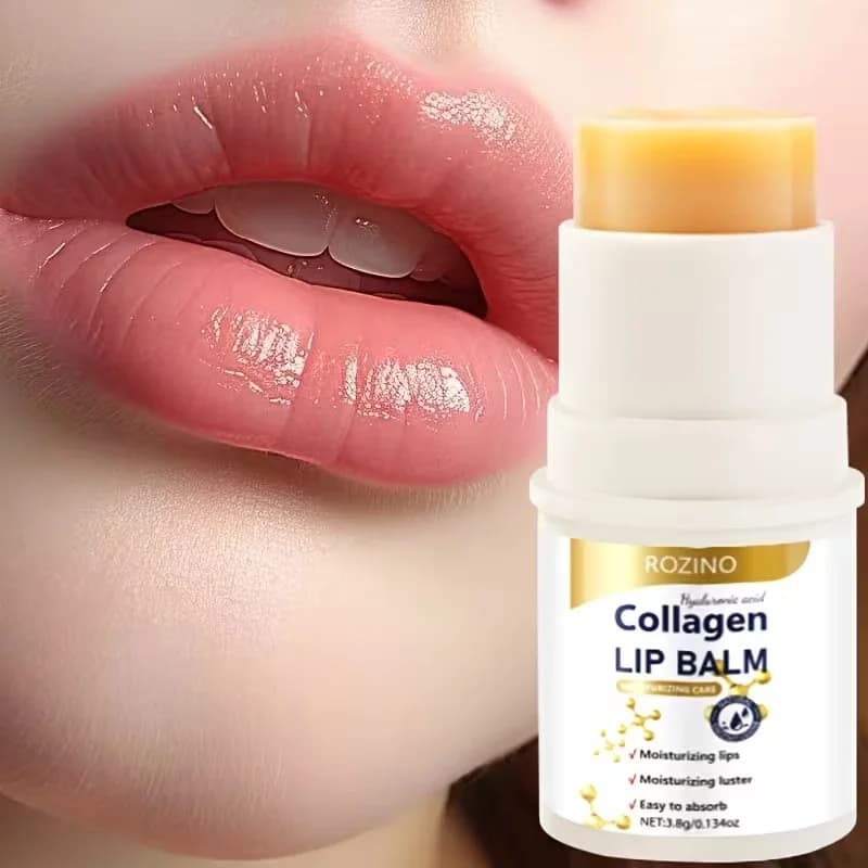 3.8g Collagen Hyaluronic Acid Plumping Lip Balm, strong moisturizing, smooth lips, soft lip skin, eliminates fine lines on lips, lip care, unisex, suitable as a gift for family and friends in autumn and winter