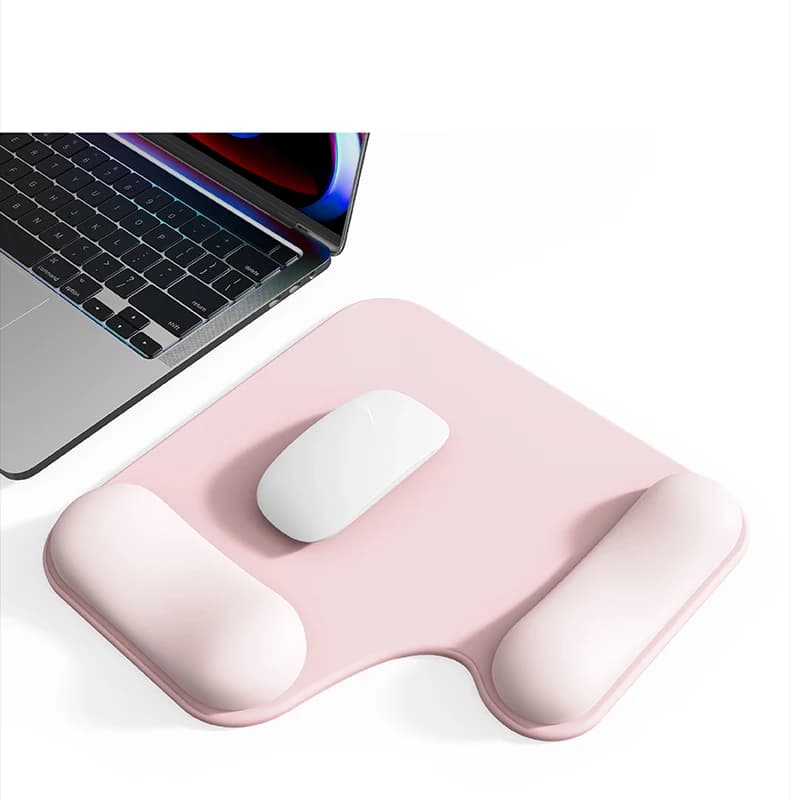 Tappetino Ergonomico per Mouse con Doppio Supporto per Polso in Memory Foam, Cuscino Morbido in Plastica e Poggiapolsi in Tessuto Morbido per Ufficio