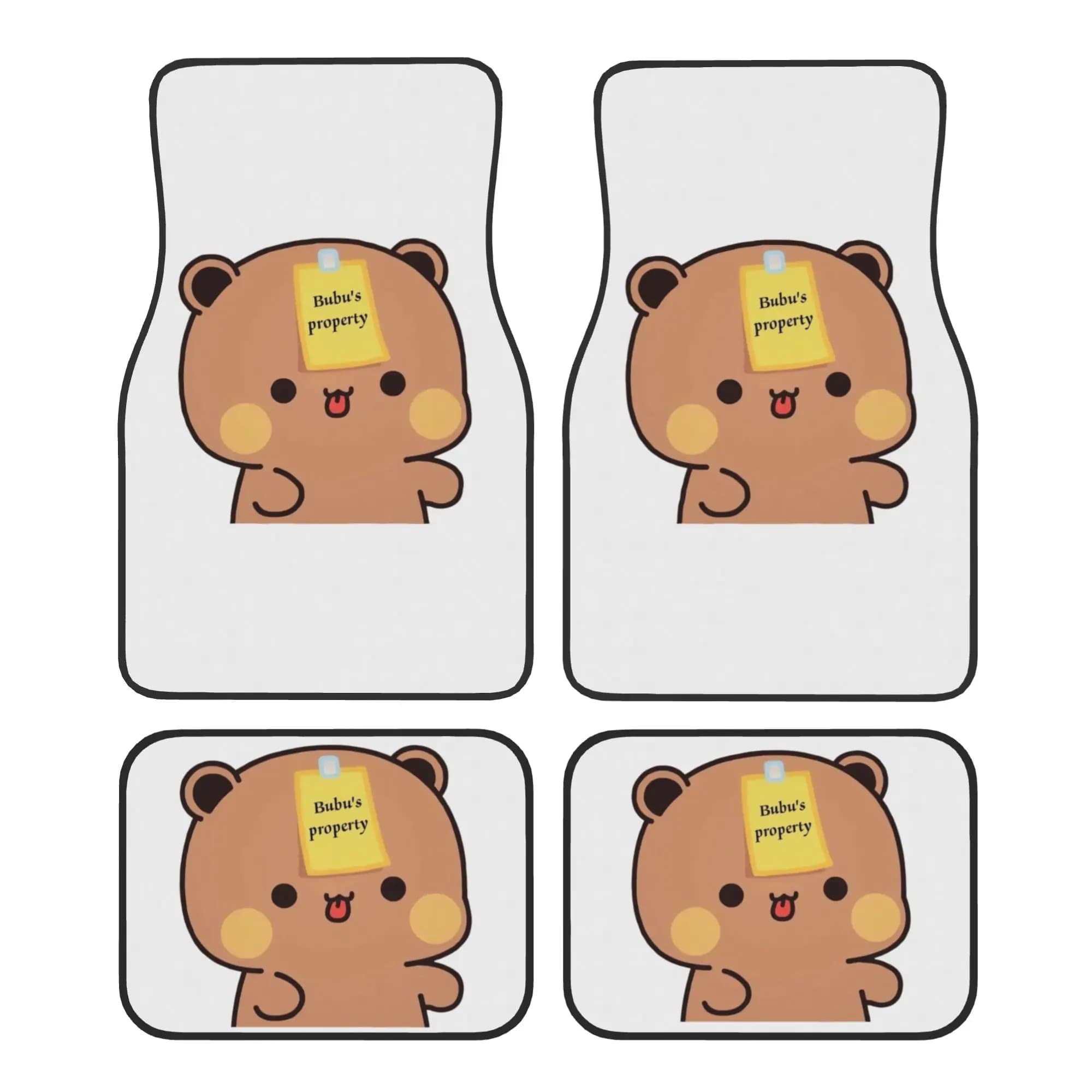 Car Floor Mats 4 Pcs Crystal Velvet Bubu Dudu Panda And Brownie Bear Couple Universal Front Rear Foot Mats Rugs Pieces Auto