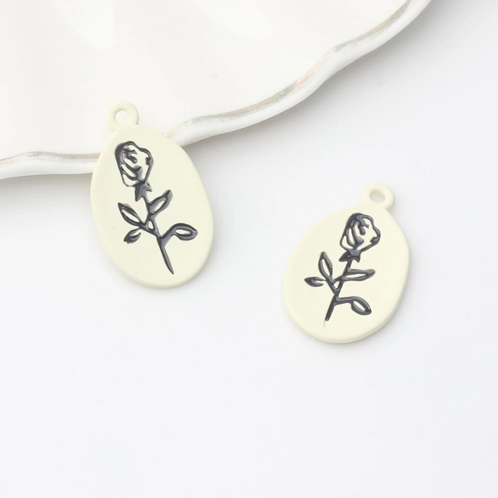Zinc Alloy Paint Spray Colorful Pink Flower Oval Pendants 10 pcs/Lot for DIY Necklaces Accessories for Jewelry Creation