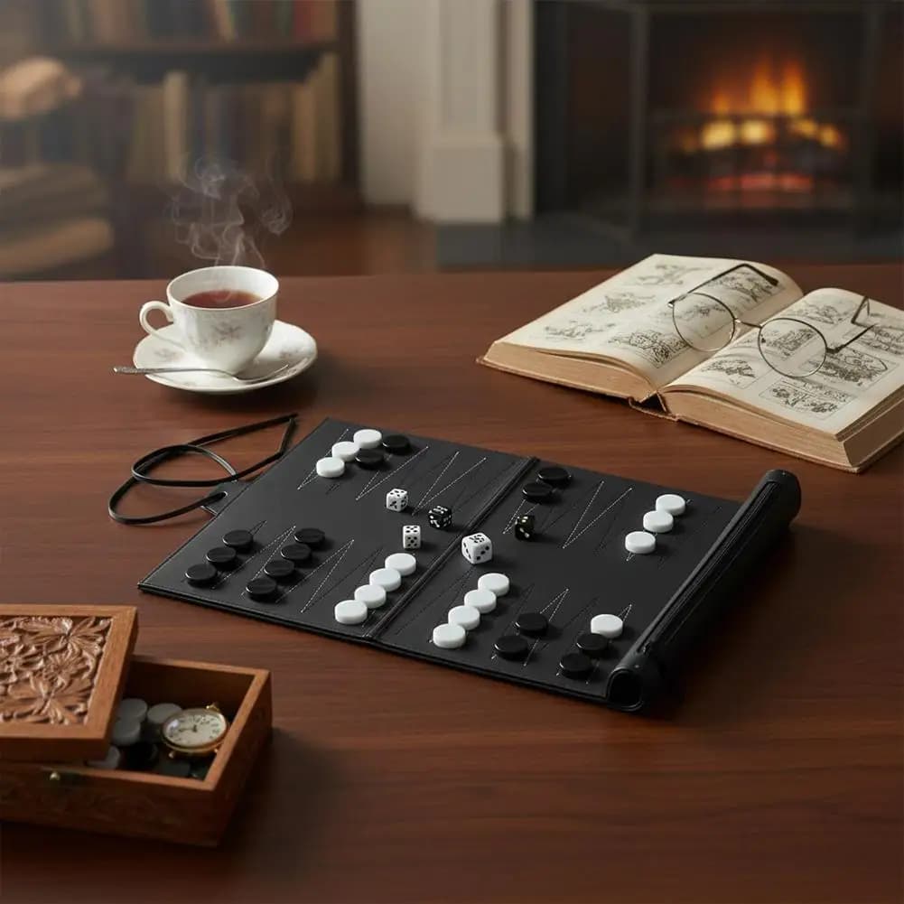 Gioco da tavolo Backgammon in pelle PU - Design arrotolabile portatile con pezzi in acrilico, classico gioco di intrattenimento da tavolo occidentale