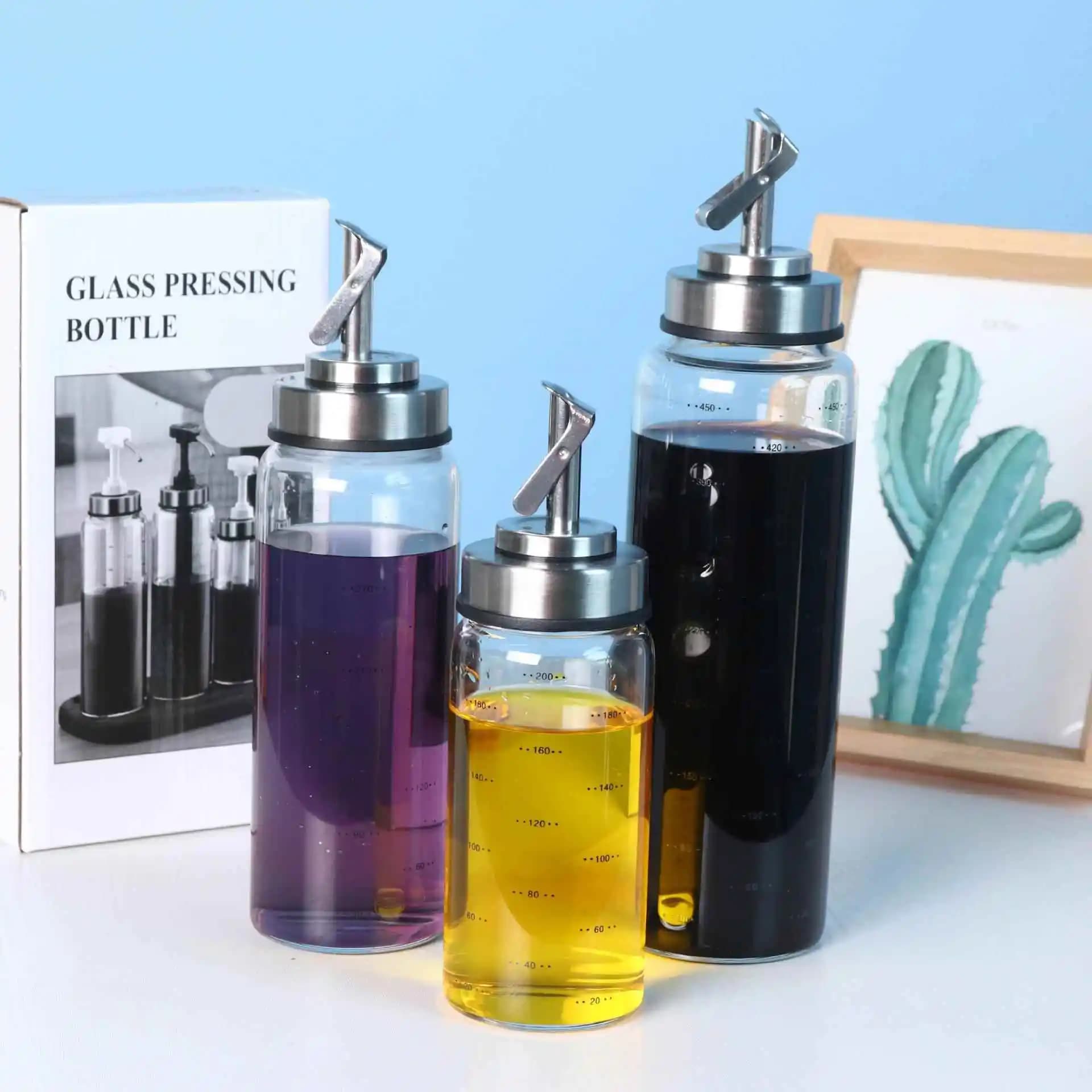 Moderna Bottiglia in Vetro per Olio, Contenitore da Cucina Antigoccia per Ingredienti, Aceto, Salsa di Soia e Vino