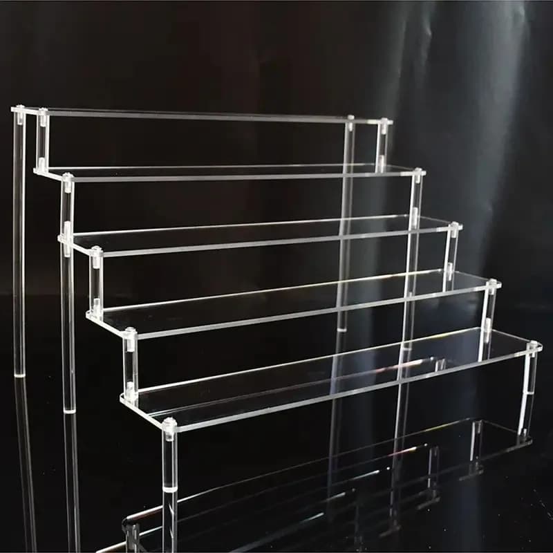Espositore Multilivello per Casa, Scaffale Portaoggetti Fatto a Mano, Espositore Trapezoidale per Blind Box, Bambole, Cosmetici, Portafogli e Gioielli