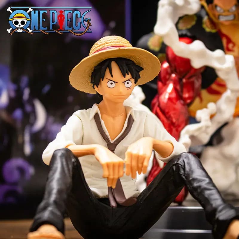 12 cm One Piece Anime Figure Rufy sitting position Action Figure Patterns Collection PVC Statue Figurine Doll Toy for Birthday Gift
