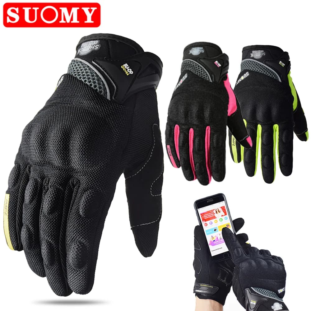 Suomy Guanti da moto estivi traspiranti con dita intere Guanti da motociclista touch screen resistenti all'usura Motocross Racing Luvas Moto