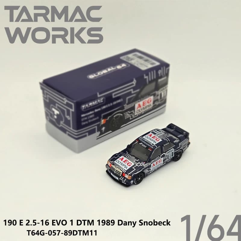 Tarmac Works 1:64 Mercedes-Benz 190 E 2.5-16 EVO 1 DTM 1989 #11 AEG Olympia T64G-057-89DTM11 Collectible Model Vehicles Alloy