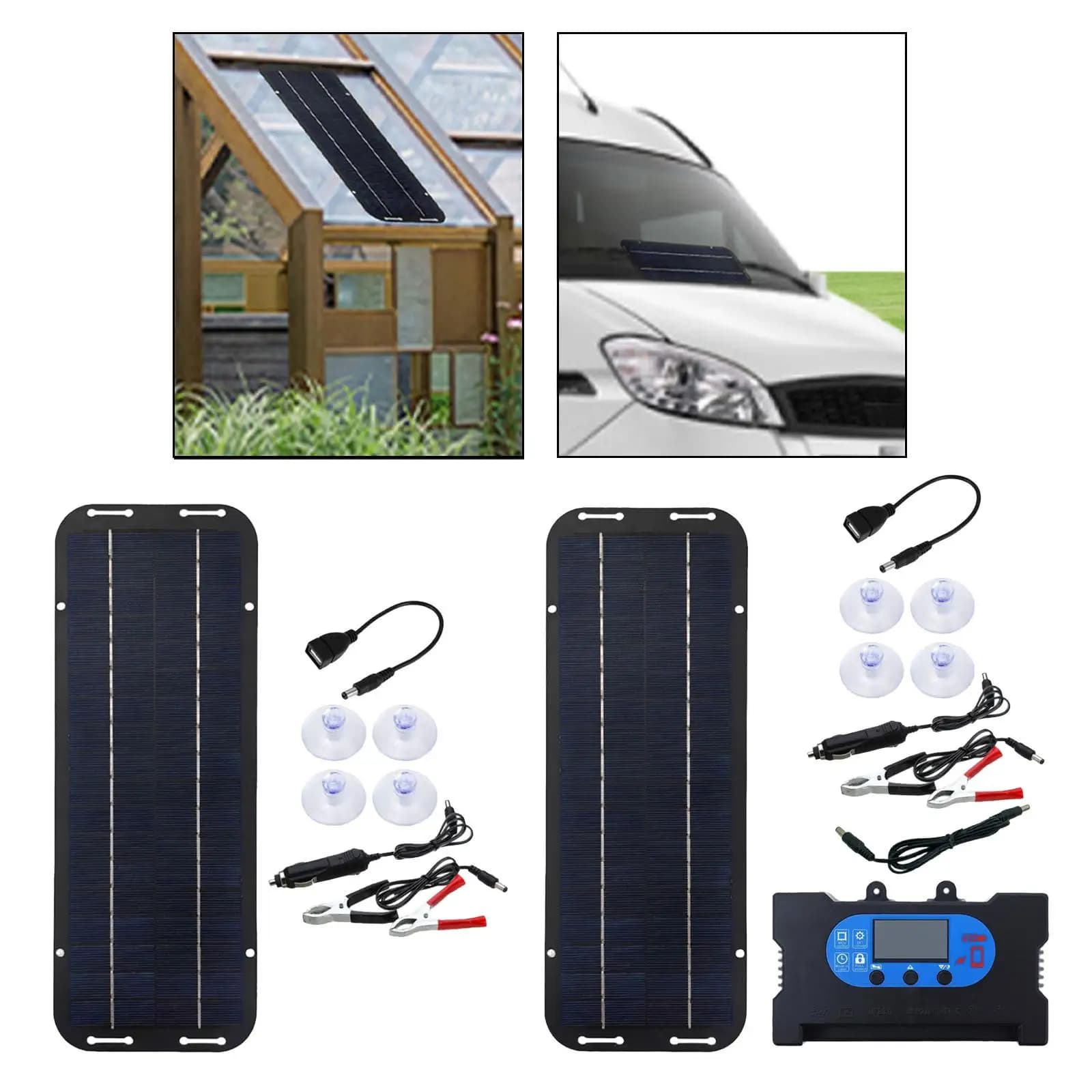 Set pannelli solari con 4 ventose IP65, impermeabili, accessori portatili professionali per la casa, camper, capannone, cabina, camper, marina