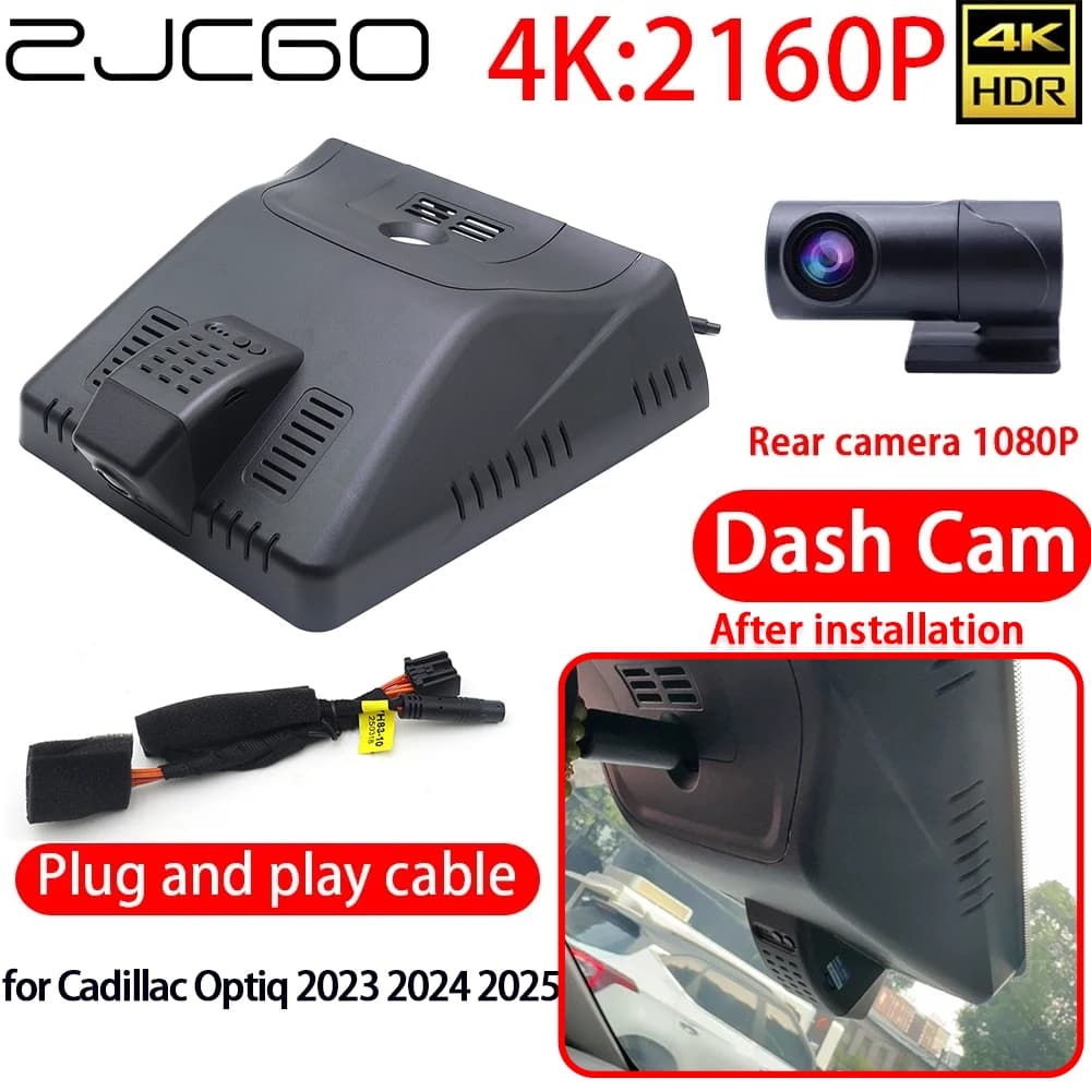 ZJCGO Dash Cam 4K per Auto con Wifi, Telecamera Anteriore e Posteriore, Monitoraggio 24h per Cadillac Optiq 2023 2024 2025