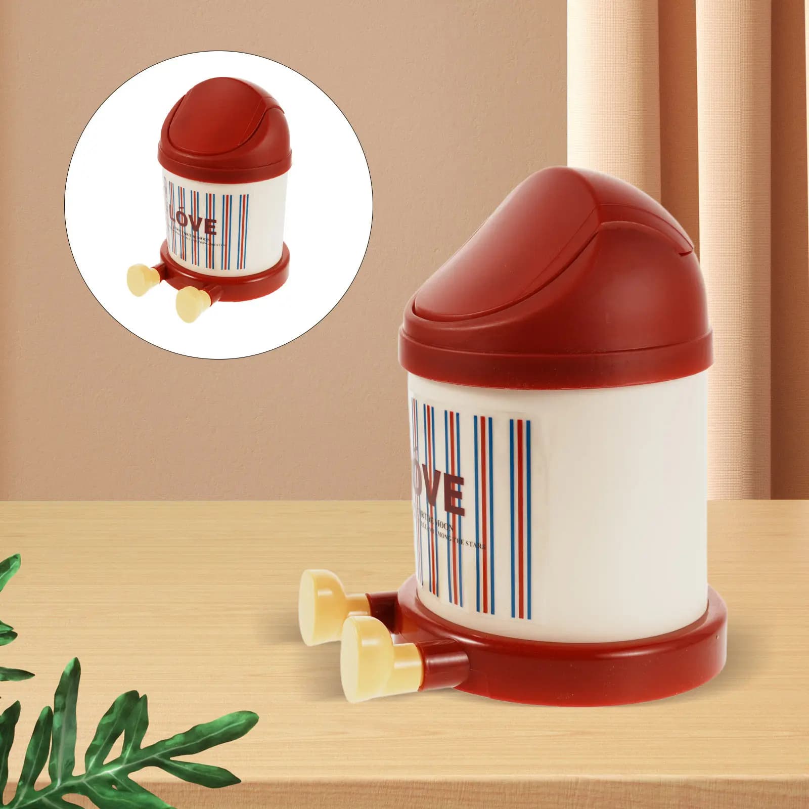 Mini Cestino da Scrivania con Coperchio, Carino Contenitore per Rifiuti in Plastica, Bidone Portatile da Tavolo, Piccolo Cestino per Scrivania
