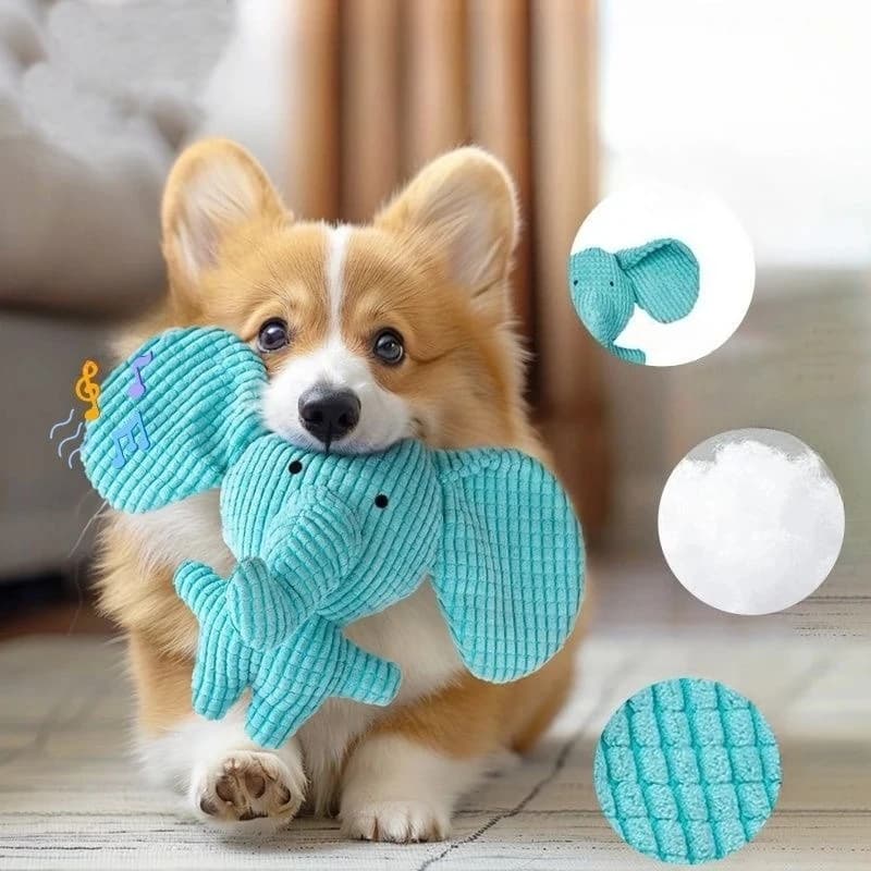 Cute Plush Elephant Squeak Dog Toys Chew Toy for Puppy Small Middle Large Dogs Teeth Cleaning Interactive Pet Play Toy