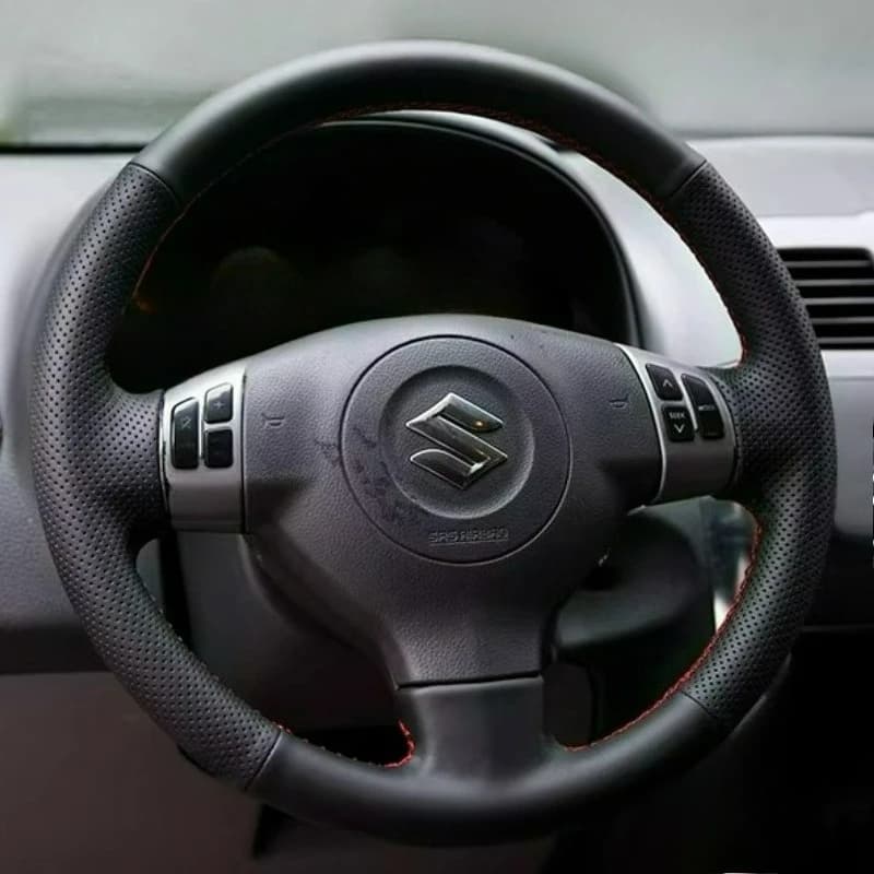 Hand Stitched renovation Non-slip wear-resistant black leather car Steering wheel cover For Suzuki Grand Vitara 2007-2013