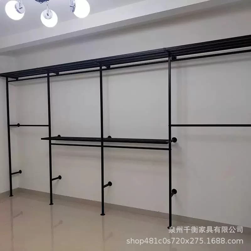 Customized bedroom cloakroom hanger on the wall Metal wardrobe Household hanging clothes rack Wall assembly coat rack