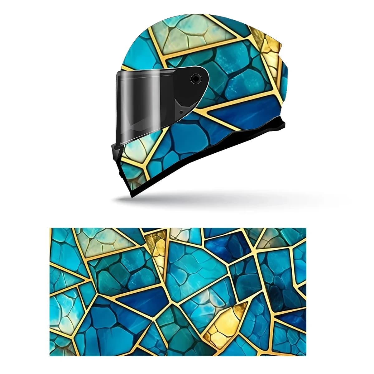Stained Glass Design Full Helmet Wrap Sticker Motorcycle Helmet Racing Graphic Decal Vinyl Wrap Helmet Decorative Sticker
