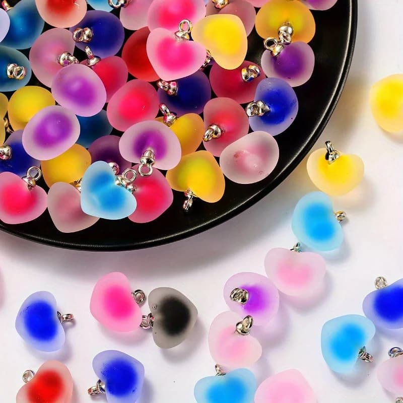 20Pcs Random Resin Pendants, Heart Lantern Prism Shapes, Mixed Colors, DIY Charms for Bracelet Necklace Earring Jewelry Making